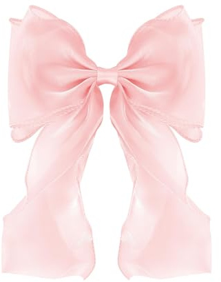 Große Haarschleifen Clips für Damen, helle Haarspangen Schleife aus Seide, langer Schwanz französisches Haarband, Bow Hair Clip, Haar-Accessoires für Mädchen (Rosa)