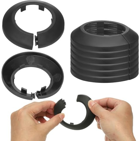 PATIKIL 44mm Plumbing Cover Plates, 9 PCS Wall Split Flange Pipe Cover Decoration Escutcheon Plate Collar Flange Water Pipe Cover Decoration PP Plastic for Wall Pipe Tube Hole, Black