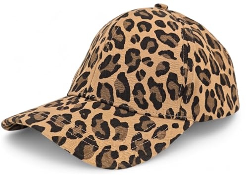 styleBREAKER Damen Baseball Cap Leoparden Muster | 100% atmungsaktive Baumwolle, 6-Panel, 7 cm Schirm, Schweißband, stufenlos per Metallschnalle anpassbar (55-58 cm Umfang).