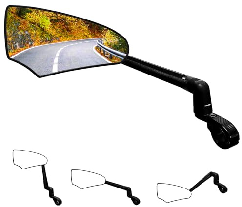 Homieway Fahrradspiegel,Neuer Klappbarer Einstellbar Spiegelhebel,HD Fahrrad Rückspiegel,aus Echtglas,360°Drehbarer Großer Fahrrad Spiegel für E-bike Lenker Links(22,2-25,4mm).