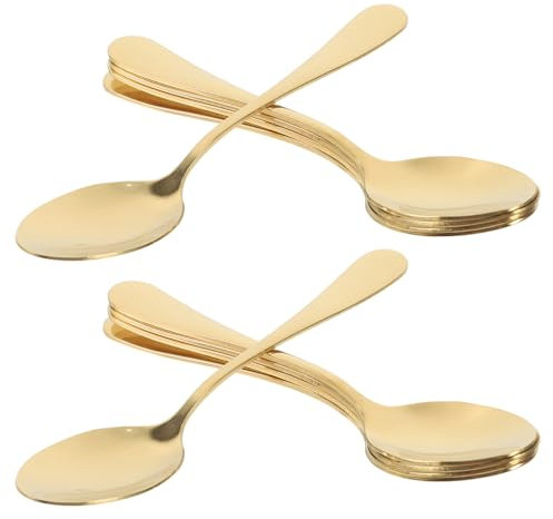 HEATSHAKING 12pièces Cuillères à Dessert Acier Inoxydable Dorées Cuillères Pour Thé Et Apéritif Ensemble Élégant Pour Service De Table Et Dégustation