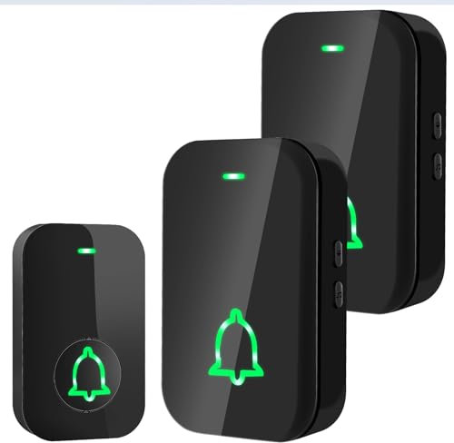 Campanello Senza Fili, 400M Campanello Senza Fili da Esterno, IP44 Esterno Impermeabile, 60 Melodie Campanello Wireless con 4 Livelli di Volume Ideale per uso Domestico e in Ufficio