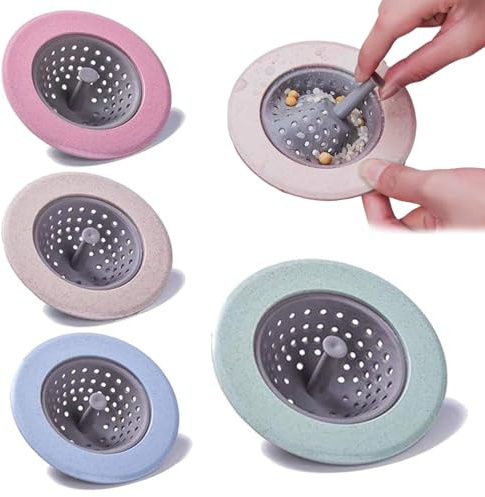 Crépine d'évier de cuisine avec poignée, 4 pièces 3 pouces en plastique souple, panier de filtre d'évier pour cuisine et salle bain.