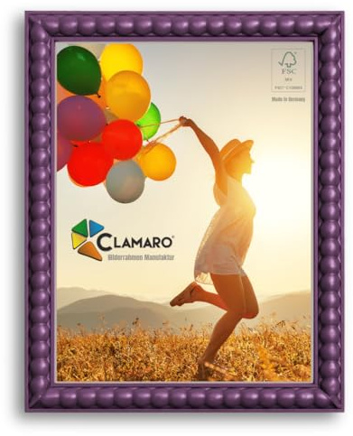 Clamaro Cornice Foto Bubble Design 30x40 cm, Viola, Legno MDF, per Foto | Fatto a Mano in Germania, Poster o Puzzle, Verticale e Orizzontale, Gancio Dentato in Metallo, Pannello Posteriore HDF