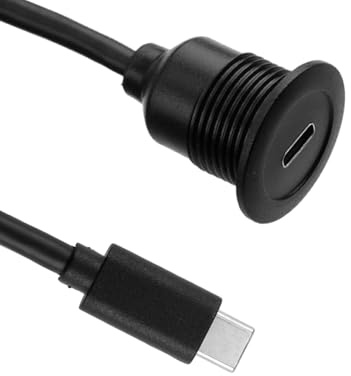Prise USB C avec filetage, transfert de données 5 Gbit/s charge rapide PD 60W, adaptateur USB C 3.0 mâle vers femelle, câble d'installation de prise US B C 30 cm, pour tableau de bord, voiture, bateau