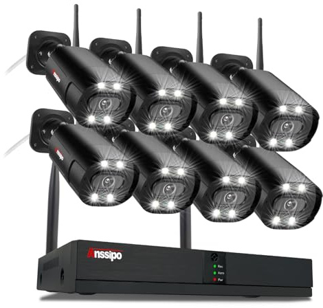 Home Camera System for House with 8 Plug-in WiFi Cameras, NO Hard Drive