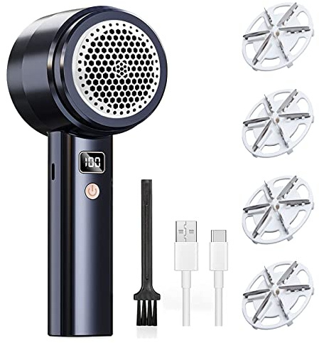 Quitapelusas para ropa, eléctrico, pantalla digital LED, eliminador de pelusas, cortapelusas, con cabezal de cuchillo de 6 lados y cable de carga USB para ropa, jersey, alfombra
