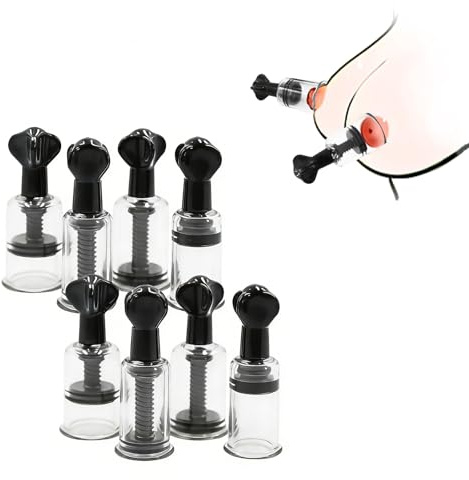 Adjustable Nipple Suction Toys Nipple Sucker Clamp Woman Pussy Pump Sucker Sensory Toys BDSM Clitoral Clitorist Clamp Vagina Vacuum Pump Nipples Suction Cup Sexual Play Sex Toys for Women Couples 8pcs