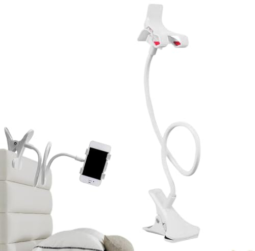 Supporto Per Cellulare Da Letto Con Molletta, 50cm Supporto Porta Cellulare Da Collo, Porta Telefono Pigro Ruotabile A 360 Gradi Regolabile Per Scrivanie, Comodini, Pinza Multifunzione A Braccio Lungo