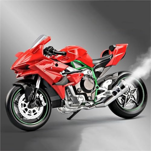 Modèle réduit de moto Pour KAWASAKI H2R Simulation Alliage 1:9 Modèle De Moto Jouet Voiture(Rosso)