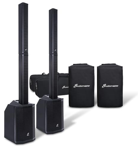 Studiomaster Direct 121MX 12 Active Column Array Speaker System (Pair) with Built-in 4 Channel Mixer Amp