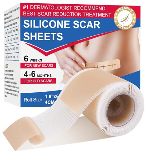 Pansement Silicone Cicatrice - Silicone Scar Sheets(4 * 300cm) for C-Section & Surgical Scars, les Brûlures, les Chéloïdes, l'acné, etc. Blessures, Césarienne