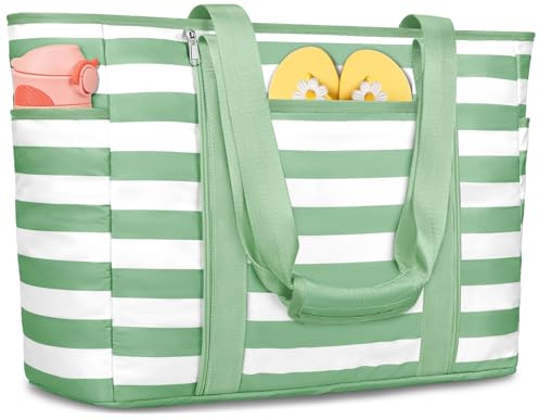 KTUEOV Strandtasche XXL Familie, Strandtasche Damen mit Reißverschluss GroB Badetasche Wasserdicht mit Nassfach Beach Bag Tote Bag Shopper Damen für Outdoor-Sport, Reisen und Alltag
