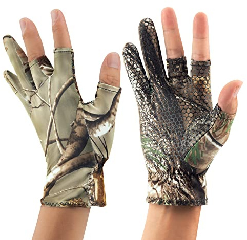 QualyQualy Guanti da Pesca e Caccia Mimetici - Regalo per Uomo - Ideali per Fotografia