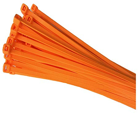 100 x Fluorescent Orange Cable Ties 300 x 4.8mm / Extra Strong Zip Tie Wraps
