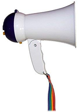 emi power Megáfono Altavoz Profesional portátil con Ajuste de Volumen Sirena y Mango Plegable