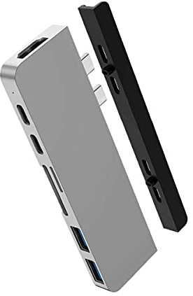 Hyper Drive Duo Pro Hub USB C 7 en 2 100W PD - Estación de Acoplamiento Plateado con HDMI 4K60Hz HDR, Gigabit Ethernet, USB-C/USB-A 10 Gbit/s, MicroSD, Estación de Acoplamiento de Audio USB C 3,5 mm,