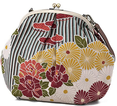 Vintage Kiss Lock Purses and Handbags Crossbody Bag/Made in Japan Japanese Bag Evening Clutch Buckle Purse Shoulder Bag