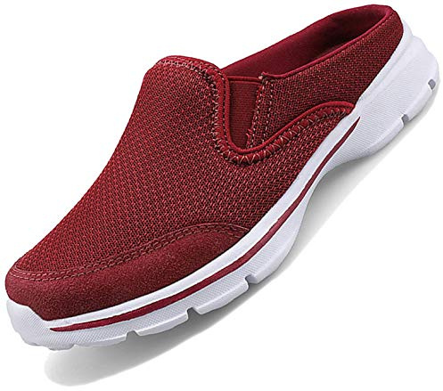 Acfoda Zuecos de Verano Hombre Mujer Zapatillas Respirable Sandalias Antideslizantes con Malla Zapatos para Playa Casa Jardín Cómodos de Exterior Interior Rojo 39