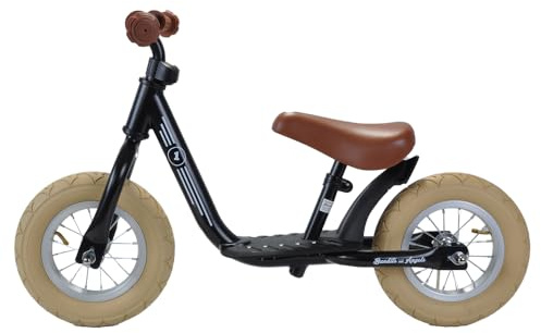 Bandits & Angels Metall-Laufrad Starter Retro mit Trittbrett ab 2 Jahren – grünes Laufrad – Verstellbarer Sattel 29 bis 39 cm – für Jungen und Mädchen – niedriger Einstieg mit Trittbrett (Schwarz)