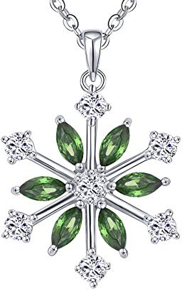 JO WISDOM halsband snöflingor silver 925 dam zirkonia kristall hänge kedja, juldekorationer för kvinnor, Kubisk zirkon, Kubisk zirkon