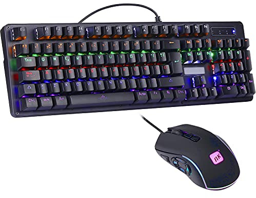NK Onyx Gaming Pack Mechanische Tastatur Cherry MX Blue Switch RGB LED, 105 Tasten + programmierbare Gaming-Maus (6400 DPI - 5 Tasten) Anti-Ghosting (inkl. Ñ), mit Kabel | PS4/PS5 Xbox (schwarz)