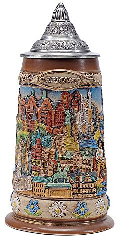 AEIDDRWAA 1.0 Litre Chope de bière allemande, chope de bière Oktoberfest. Chope de bière Chope de bière souvenir touristique allemand chope de bière avec boîte-cadeau Beer Stein Mug Deutschland Aigle