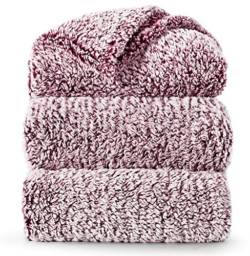 BEDSURE Decke Sofa Kuscheldecke Flauschig Rot - Warm Sherpa Sofaüberwurf Winter Decke groß, Dicke Sofadecke Couchdecke, 220x240 cm XXL Wohndecke für Couch