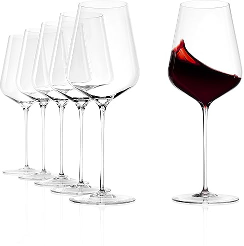 Stölzle Lausitz Bordeauxgläser Q1 6er Set 600 ml – Handgefertigte Weingläser ideal für Bordeaux – Rotweingläser aus Kristallglas für maximale Aromaentfaltung – Spülmaschinengeeignet & stoßfest