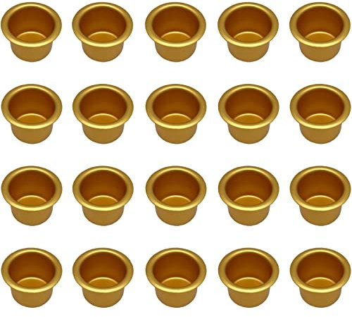 20Pcs Candlestick Holder Cup Round Metal Candle Cups Mini Candle Sticks Holder Candles Drip Catchers Suitable for DIY Candle Making Home Wedding Party Dinner Decoration