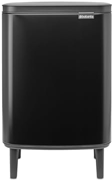 Brabantia - Mülleimer Bo Hi 12L mit Soft-Close-Deckel, herausnehmbarem Inneneimer und Transportgriff - Für Bad, Schlafzimmer und Homeoffice - Mattschwarz
