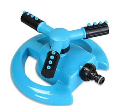 Arroseur de jardin, rotation automatique à 360 degrés, 3 bras, pour arroser de grandes surfaces, plantes de pelouse, fleurs et légumes, design sans fuite, facile à connecter (bleu)