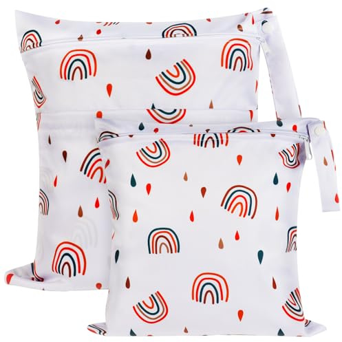 Vicloon Sacs à Couches Lavables, 2 Pièces Sacs Étanches à Couches Réutilisables, Imperméable Double Face, pour Stocker Les Couches, Serviettes Hygiéniques, Vêtements Mouillés, Vêtements de Sport
