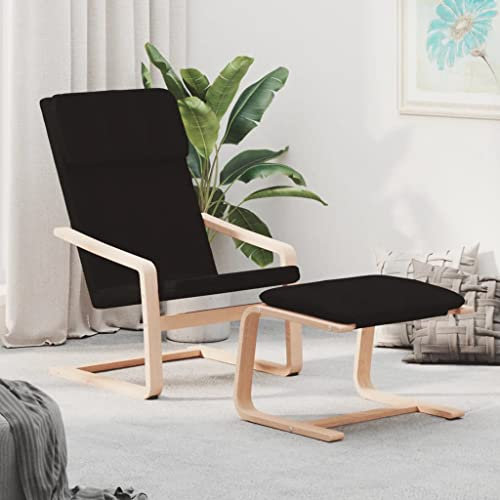 DYRJDJWIDHW Sessel,stillsessel,schaukelstuhl Wohnzimmer,Relaxsessel mit Hocker Schwarz Stoffpapasansessel,relaxliege,Rocking Chair,stillstuhl,