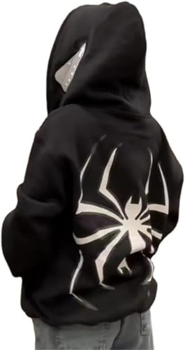 Silver Basic Hommes Femmes Halloween Spider Cosplay Full Zip Up Rouge Sweat à Capuche-Blackwhite-S1