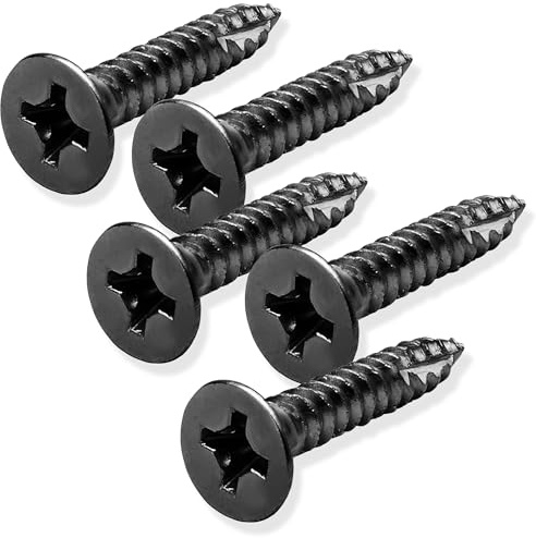 Cauldham Black Wood Screws #9 x 1 Inch for Door Hinges - 25 Pack