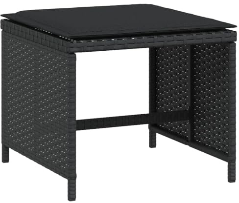 vidaXL Gartenhocker mit Kissen 4 STK. Schwarz 40x40x35 cm Poly Rattan
