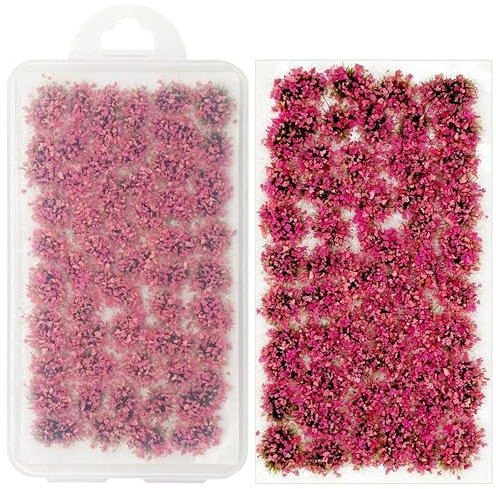 Attuslla Statiques Herbe Toufts, Flower Grass Tufts, Touffe d'herbe Statique Herbe Artificielle Modèle pour Paysage, Train, Chemin de Fer, Sable, Disposition Militaire, Rose