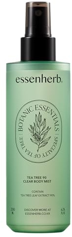 ESSENHERB Tea Tree 90 Clear Body Spray for Back & Body acne, AHA+BHA+PHA+LHA, Gentle exfoliating Body Soothing Care Korean Skincare (6.76 fl oz, 200ml)