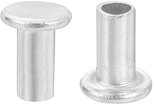 QUARKZMAN 50 Stk Halbhohlnieten, 4x8mm Aluminium Flachkopf Nieten, Silber | Halbhohle Metallniete für Industrie Haushaltsreparatur Befestigung