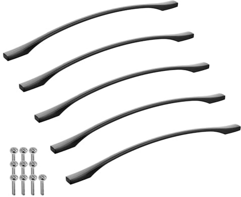 SOTECH 5 Stück Alu Möbelgriffe BLACKLINE XV BA 320 mm schwarz matt | (Länge 356 mm, Breite 13,5 mm, Höhe 30 mm) Design Küchen-Griff
