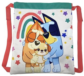 CyP-märken - Bluey, ryggsäck, dagis, skolmaterial, ryggsäck, repväska, väska, regnbåge, flerfärgad, officiell produkt, Flerfärgad