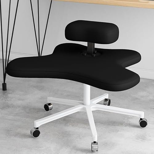 LULUMAIC Kniender Bürostuhl, Meditationsstuhl, ergonomischer höhenverstellbarer Bürohocker, Stuhl mit gekreuzten Beinen und Rollen, Schraubenverstellung, Orange (Griffverstellung)