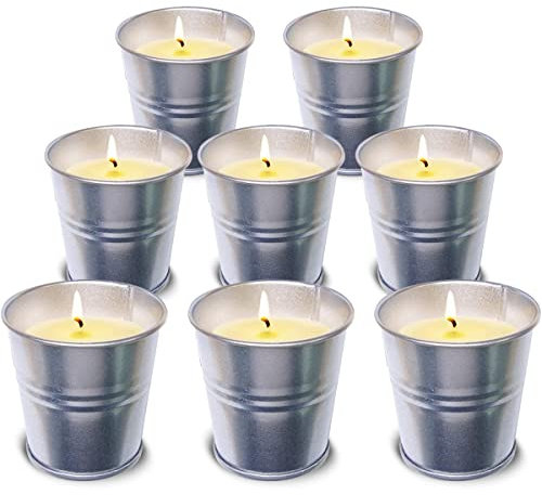 Topsics Set di 8 candele alla citronella per esterni, in cera di soia naturale con profumo di citronella, 70,9 g, candele alla citronella, per giardino, patio, picnic, campeggio (8 Pcs)