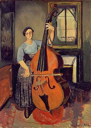 POSTERIIk Vintage Abstrakt auf Leinwand Vintage Wandbild Frau mit Kontrabass von Marie Clementine Suzanne Valadon Tier Poster für Wanddekoration 60x90cm