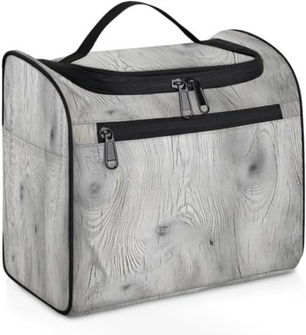 Mexpekil Kulturbeutel mit Holzstruktur, zum Aufhängen, für Damen und Herren, groß, wasserdicht, Make-up, Kosmetik, Kulturbeutel für Reisen, mehrfarbig, 10.2 x 6.5 x 9.2 inches, Kulturbeutel