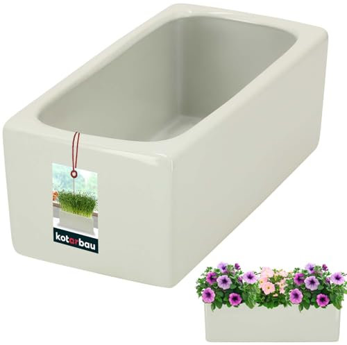 KOTARBAU® Vaso da fiori rettangolare interno in ceramica smaltata, colore bianco, 24 x 12,5 x 9 cm, vaso per bonsai allungato, interno per erbe aromatiche, davanzale della finestra, ciotola per