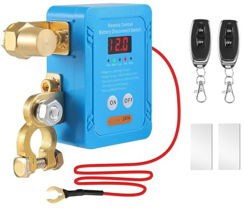 Drahtloser Ferngesteuerter Auto Trennschalter, Batterie Trennschalter 12V 240A with Led Voltage Display, Batterie Kill Switch Anti-Diebstahl, Batterietrennschalter für Auto Traktor RV ATV Boot