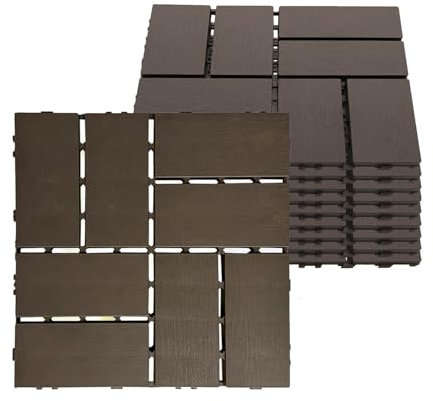 Baldosas de Exterior, Suelo Terraza Encajable Fácil de Instalar y Desmontar Antideslizantes Idóneos Suelo Click Baldosa Jardin para Terrazas Balcones y Patios L 10pcs
