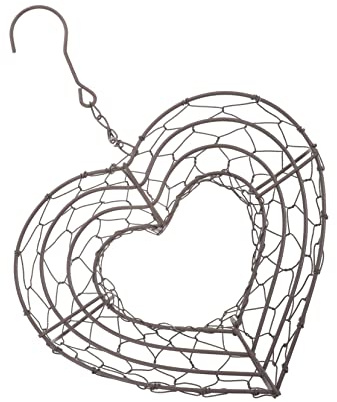 Healifty Heart-shaped Iron Wire Wreath Frame Hanger Medium Light Brown Hanging Planter Pot Wall Plant Holder for Succulent Display Indoor Outdoor Decoration